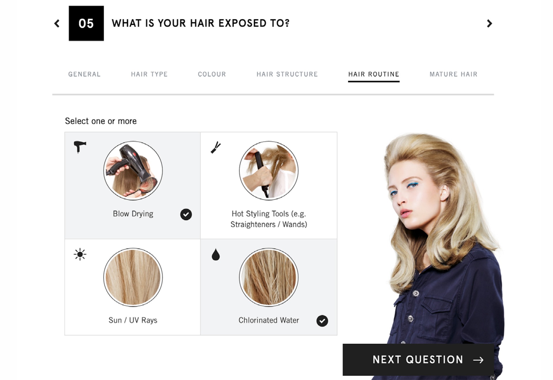 Hair expert product advisor tool what is your hair exposed to